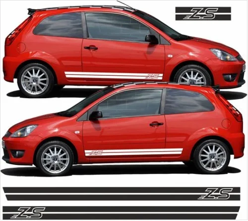 

Для x2 для Ford Fiesta MK6 ZS пользовательский дизайн «ZS» наклейки с боковыми полосками виниловое окно