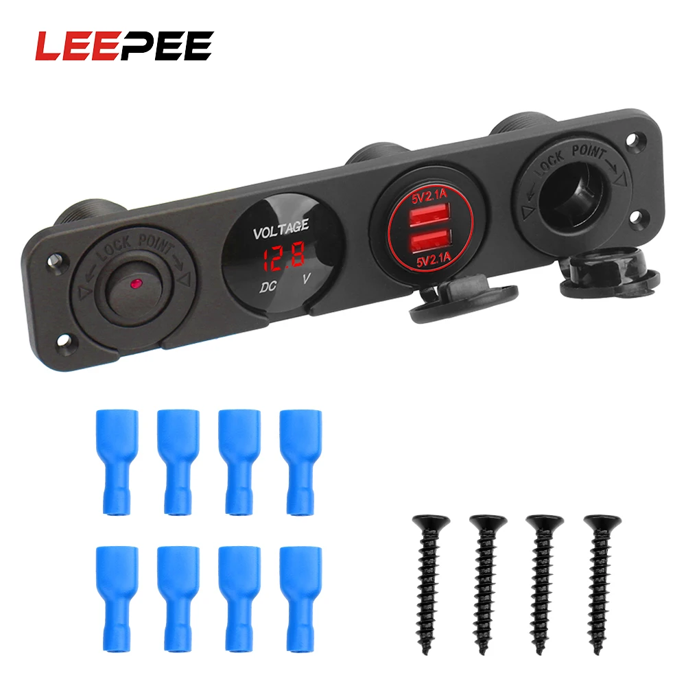 Зарядное устройство LEEPEE 12 В с двумя USB портами водонепроницаемый цифровой