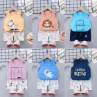 Летний костюм для маленьких мальчиков и девочек, жилет и шорты с мультяшным принтом, топ без рукавов и короткие штаны, комплект детской одежды из 2 предметов