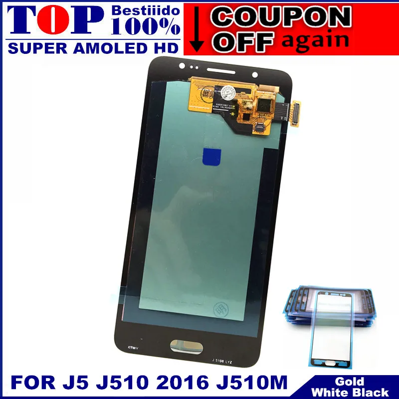 Замена lcd s для samsung Galaxy AMOLED J5 J510 J510F J510FN J510M ЖК-дисплей сенсорный экран дигитайзер Контроль яркости