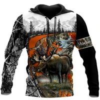 newest moose hunting camo pullover 3d printed mens zip hoodies long sleeve sweatshirt autumn unisex sportswear man jacket