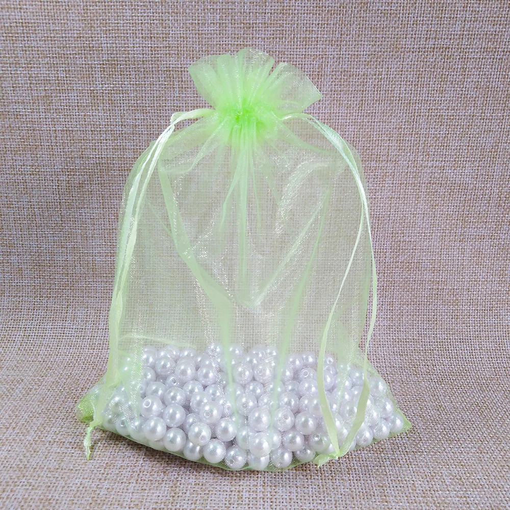 light green 25 шт. 17x23 20x30 25x35 30x40 см Упаковка для ювелирных изделий растягивающиеся сумки из органзы, подарочные сумки и сумки для свадебной вечеринки, упаковка для ювелирных изделий - Цвет: light green