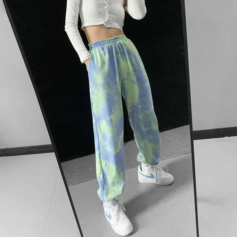 

women Tie Dye Sweatpants Women Baggy Harajuku Street Korean Style Jogging Sports Pants Women 2021 Spring Fashion Casual Trousers