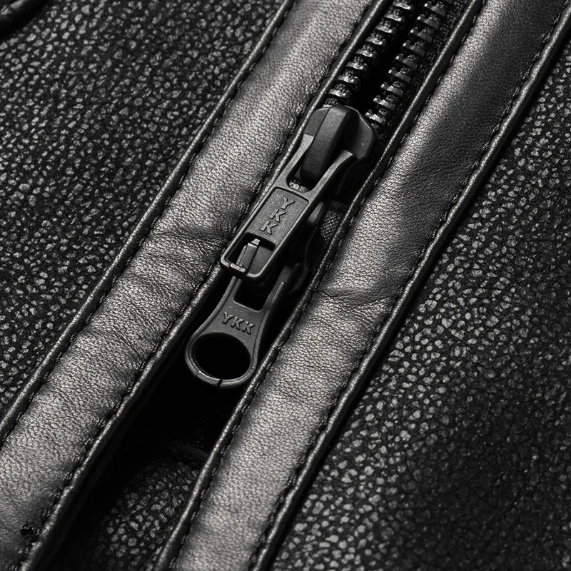 Мужская зимняя шуба из натуральной овечьей кожи средней длины|Мужские кожаные