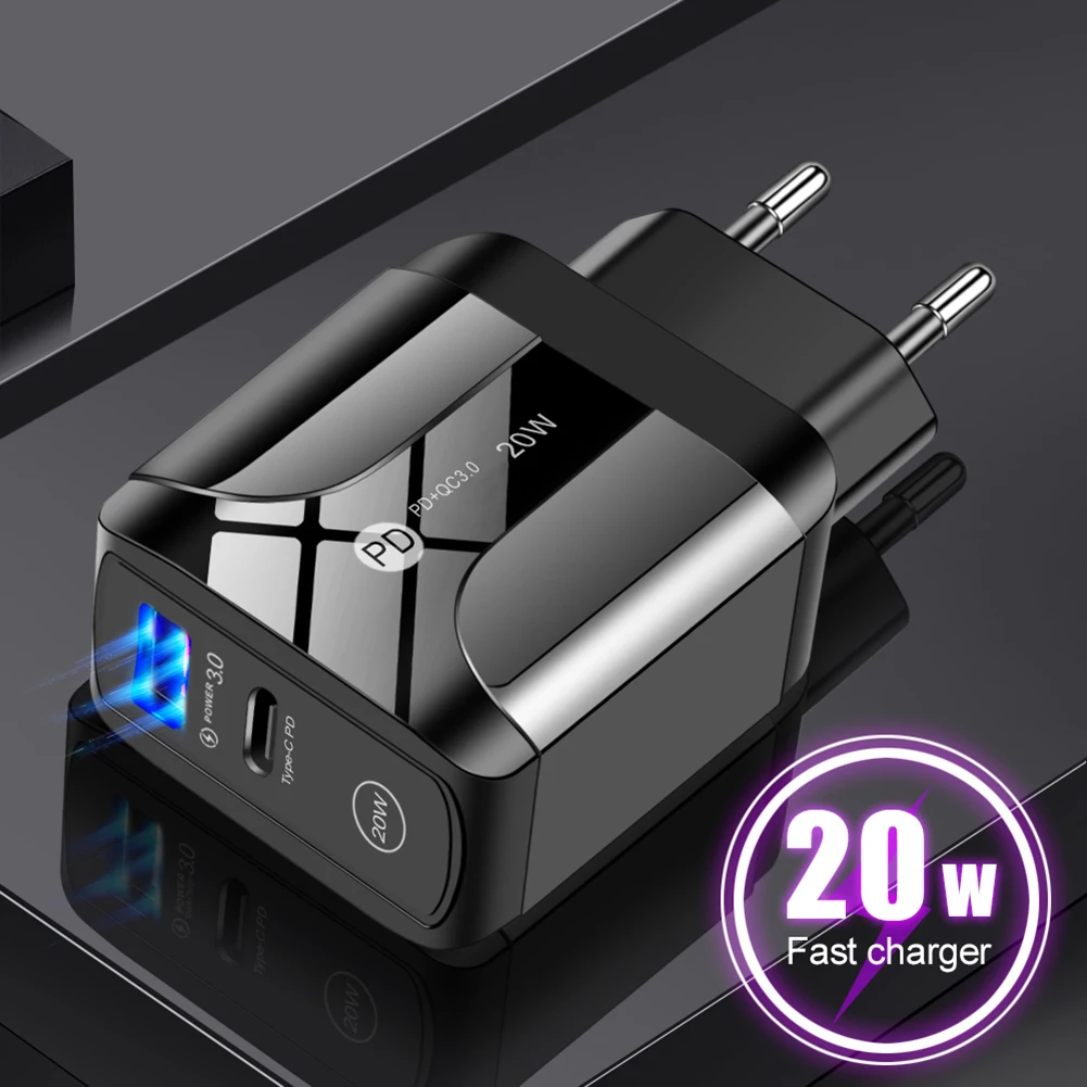 20 Вт PD QC3.0 USB Зарядное устройство Тип C Быстрая зарядка 3 0 дорожное настенное