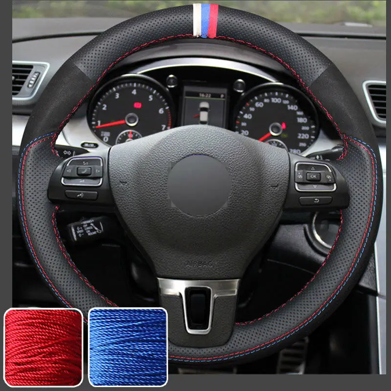 

Designer Steering Wheel Cover For Volkswagon Jetta Mk6 Golf Tiguan Passat 09-14 Super Soft Non-slip Durable Car Interior