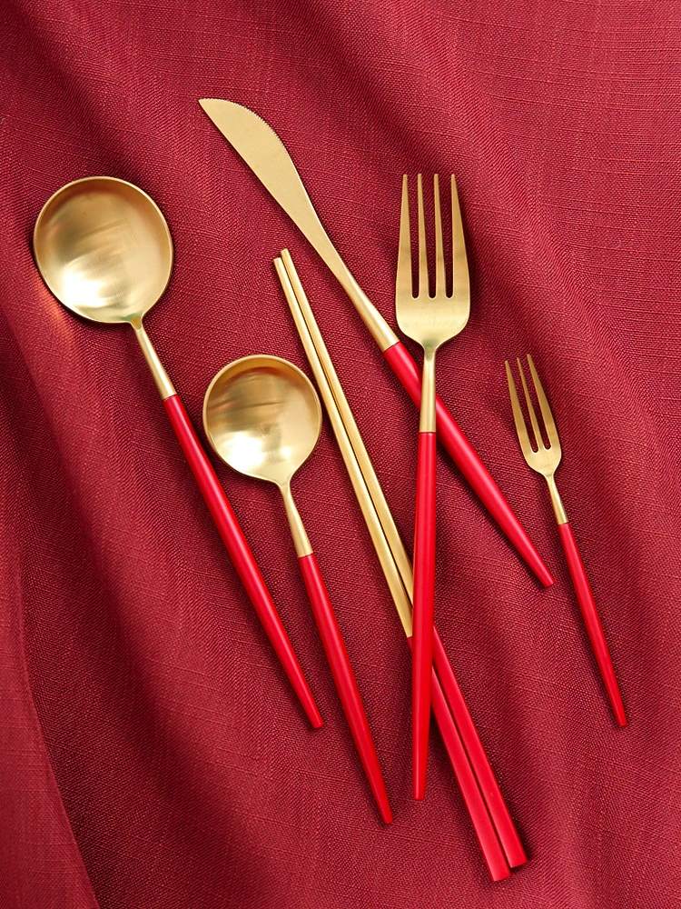 Ретро столовая посуда набор Портативный столовых приборов металлическая