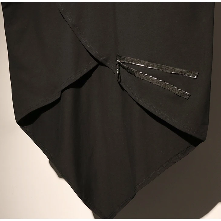 Асимметричная длинная футболка с длинным рукавом свободная