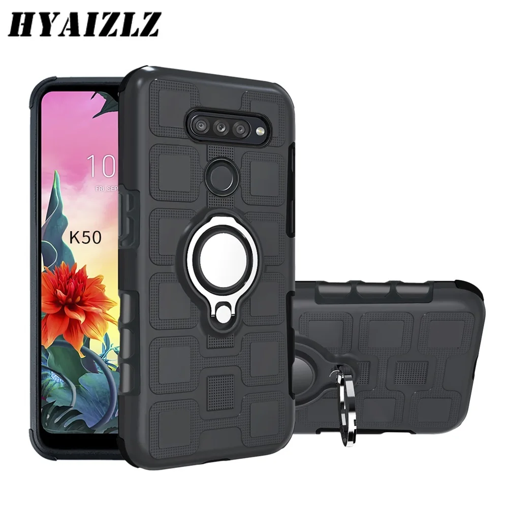 

Car Magnetic Phone Case for LG K50 Q60 K40 K12 K10 Pro Q7+ Q8 Q6+ Stylo 5 V30 Q Stylus 4 Shockproof Ring Holder Stand Back Cover