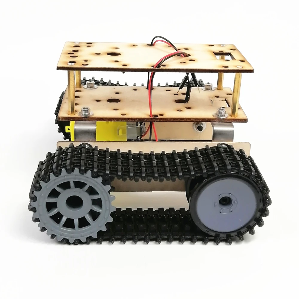 Economy robot double-layer wooden tank chassis TT motor 3-9v tracked intelligent car | Игрушки и хобби