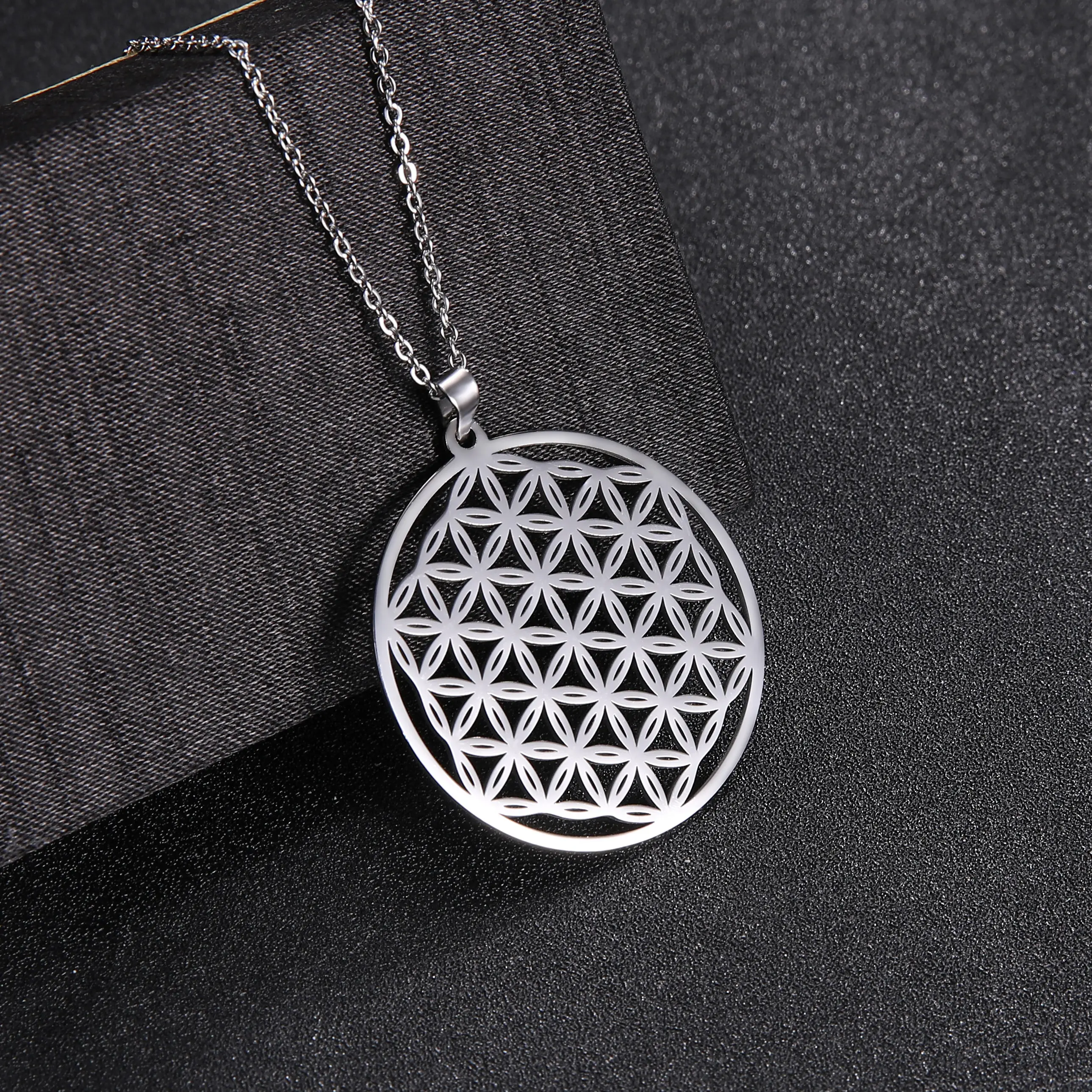 Teamer винтажный кулон цветок жизни ожерелье из нержавеющей стали ювелирные