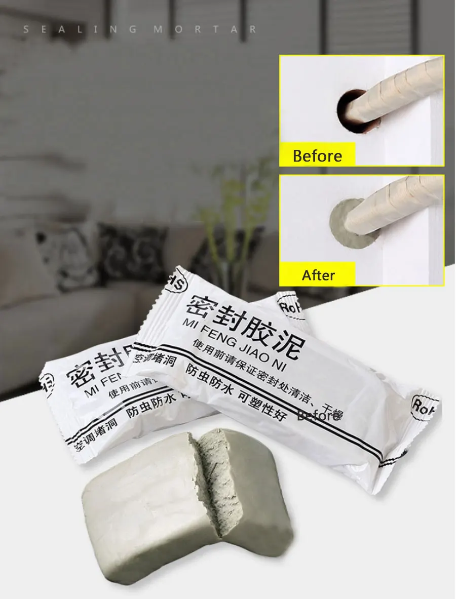 

2pcs/Set Air-conditioning Wall Hole Sealing Glue Waterproof Sewer Pipe Sealing Mud Sealant Household Mending Hole Plasticine