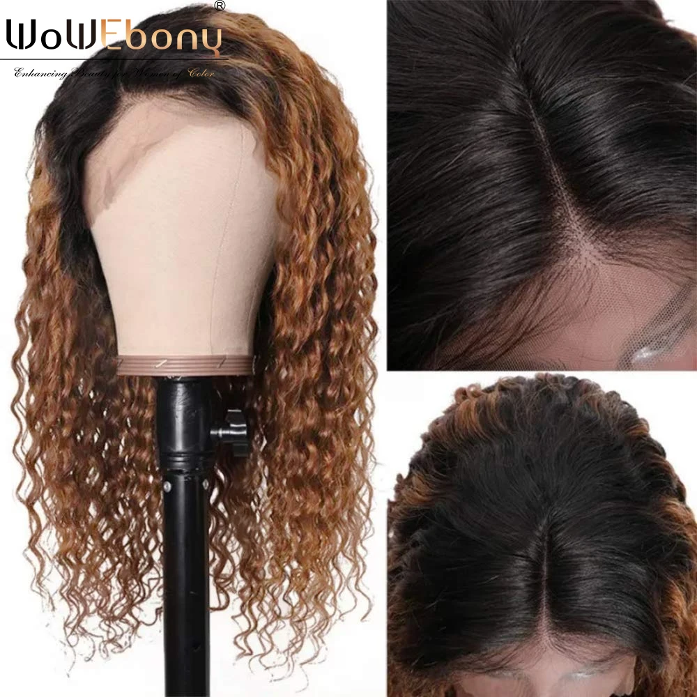 Beli Wig Depan Renda Gelombang Air Sorot Ombre Coklat 13X1 T Bagian Wig Renda 1b30 Wig Rambut Manusia Keriting 250 Ketebalan Wig Ombre Yang Ditanami