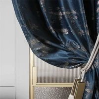 high end washed bronzing flannel curtains for living dining room bedroom nordic retro peacock blue sapphire blue curtain