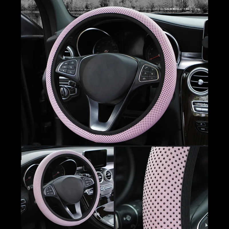 

Auto Wheel Covers Car Steering Wheel Cover Silicone Cloth Wrap Fabric Particles Massage Non-slip Sport Style Car Seat Cushion