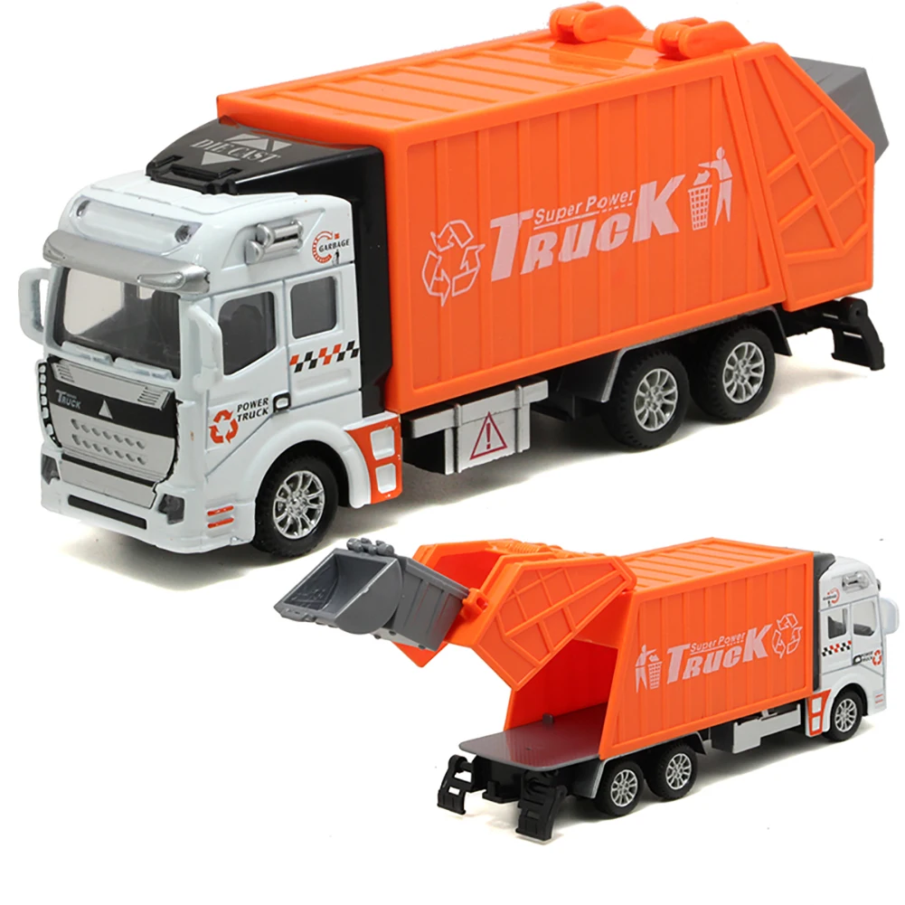 Mini 1/48 high Simulation Garbage Inertia Truck Model with Trash Can Kids Children Toys Birthday Gifts fun party favors | Игрушки и