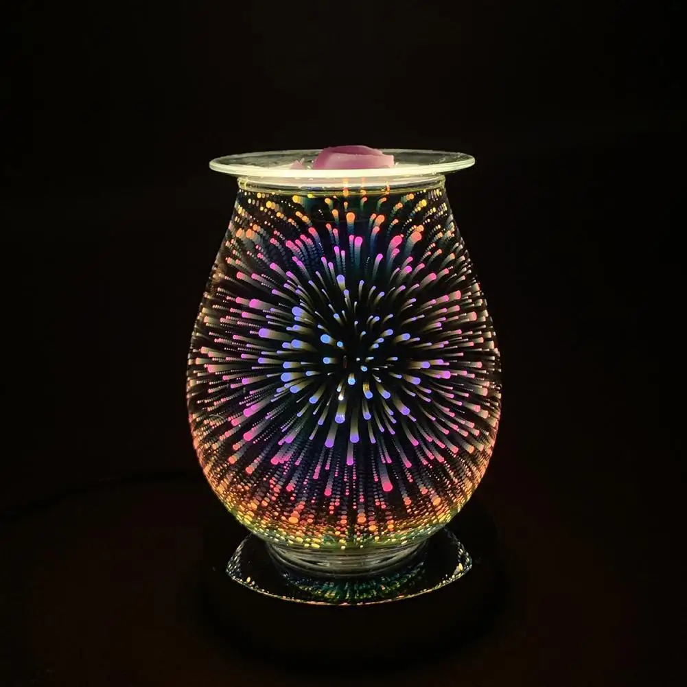 Стеклянный 3d-фейерверк Электрический ароматический воск плавкая курильница