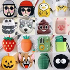 Мультяшный чехол для беспроводных Bluetooth наушников Apple Airpods, чехол, милый силиконовый мягкий чехол для Airpods 2, футляр для аксессуаров для наушников