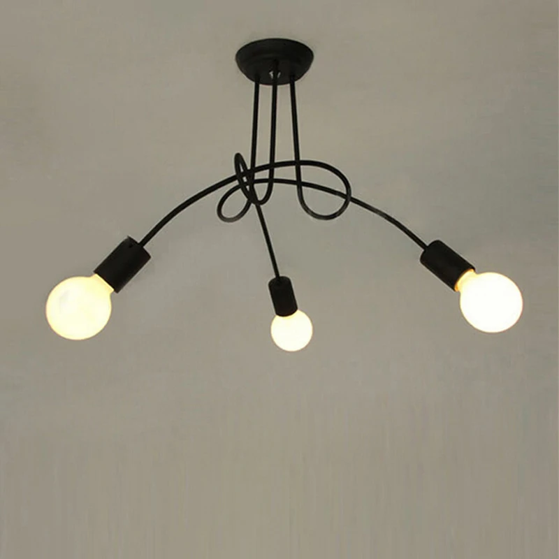 Lámpara led de hierro para el hogar, dormitorio y cafetería, estilo moderno, para Loft, cocina del norte de Europa, color negro, e27