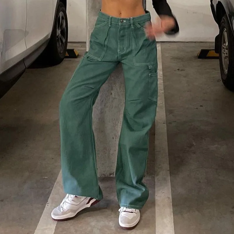 

Y2K Solid Wide Leg Pants for Women Fashion High Waist Loose Trousers Casual High Streetwear Autumn Outwear Female Bottoms