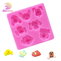 deouny 7 holes cartoon pet dog shape silicone mold flexible fondant diy cake decoration baking tools candy chocolate soap mould