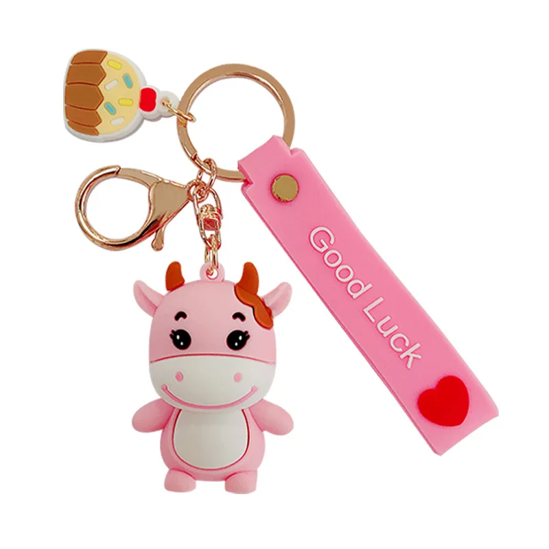 

Cartoon South Korea Cute Little Cute Cow Keychains Pendant Male Female Couple Car Key chain ring Key rings Doll