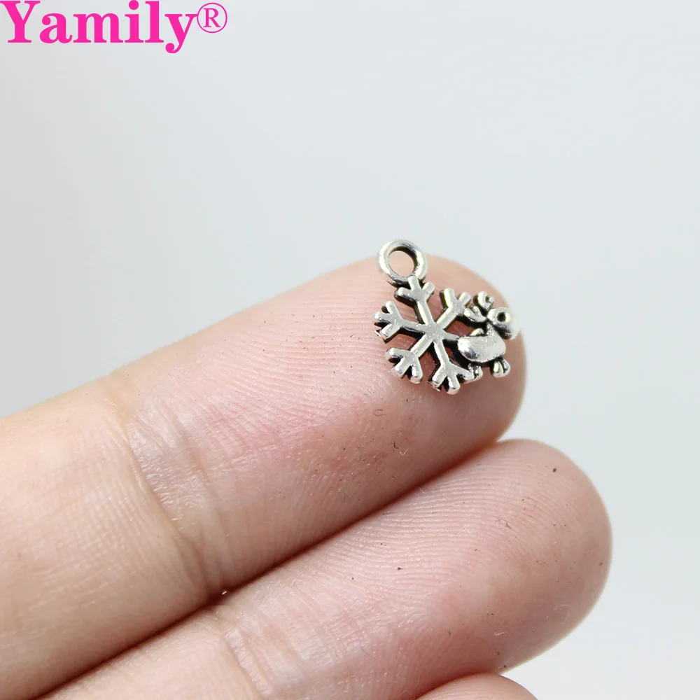 

60 шт./цинковый сплав, античный серебряный тон, снежные подвески, рождественский стиль, подвеска для ювелирных изделий, «сделай сам», фурниту...