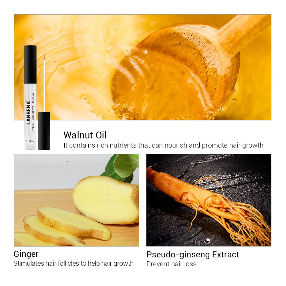 LANBENA Сыворотка для рост бровей более длинная густая питает усилитель ремонт