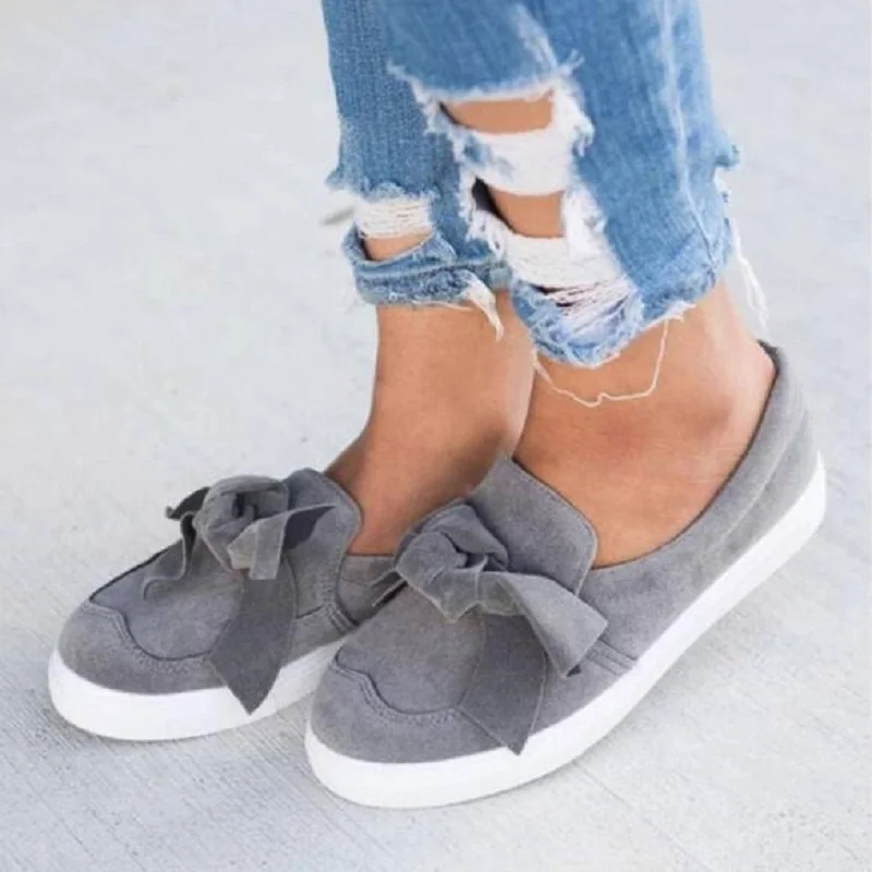 

2019 summer and autumn new Korean women's canvas shoes bow flat pedal a lazy loafers soft bottom casual shoes large size