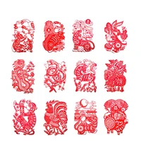 chinese zodiac signs window decal sticker spring festival paper cut in china chines traditional handicraft