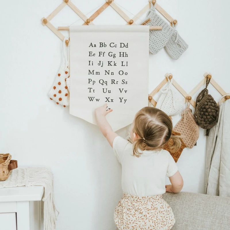 

Nordic Hanging Canvas Pennant Kids Room Wall Banner Home Decoration Ornaments Baby Room Is Decorated Boys Girls Non-woven fabric