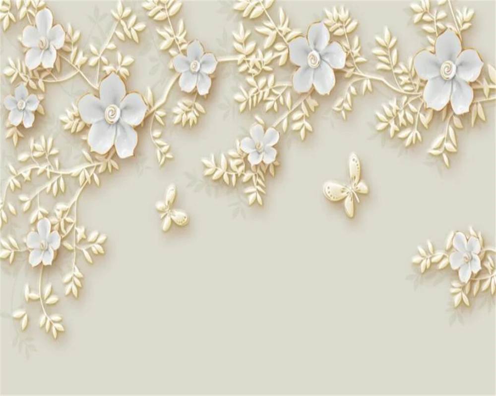 

beibehang Large Custom Wallpapers European Style Modern Simple Hand - painted Flower and Bird Jade Flower