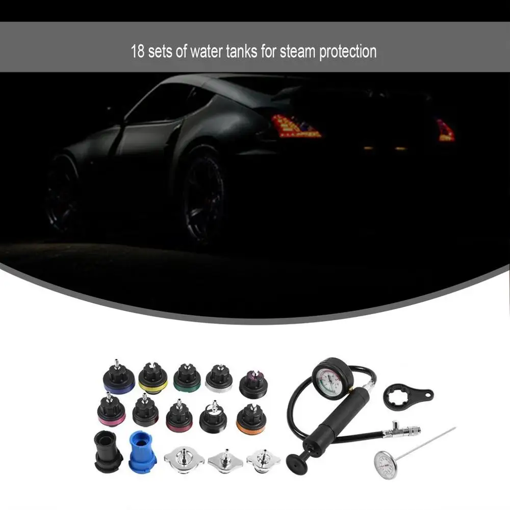 

18Pcs Water Tank Leak Detector Car Cooling System Refrigeration System Tester Kit Universal Tool Tester Car Diagnostic Tool