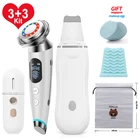 Ультра звуковой скруббер массажер для лица для удаления угрей 3 + 3 комплекта очиститель для лица очиститель пор глубокое уход за лицом Соник пилинг устройство