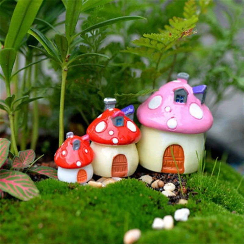 

Resin Mini Mushroom House Miniature Garden Accessories Colorful Micro Landscape Fairy Garden Miniatures Decorations Craft