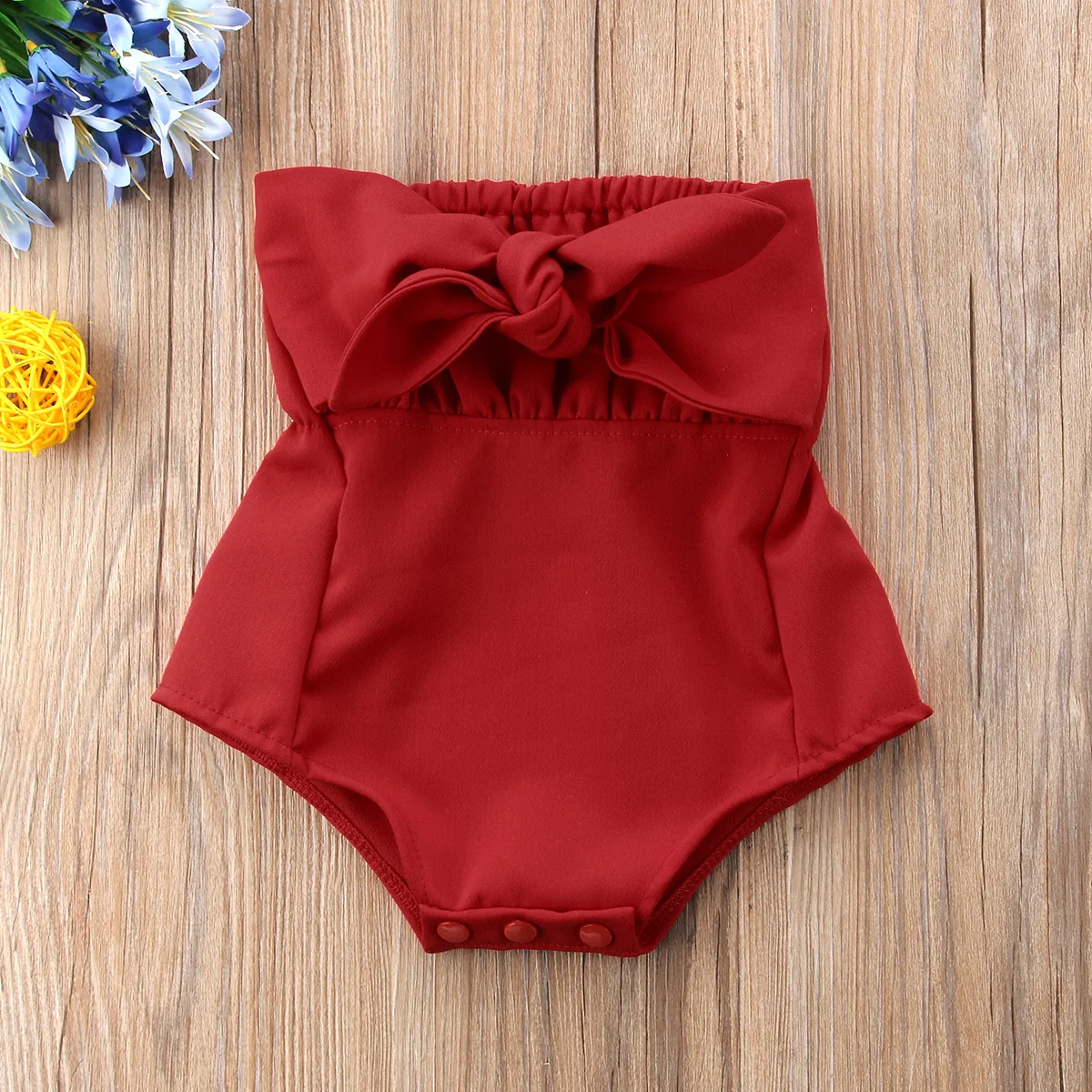 

Off Shoulder Summer Newborn Toddler Baby Girl Clothes Red Bowknot Romper Jumpsuit Outfits 0-24 Months