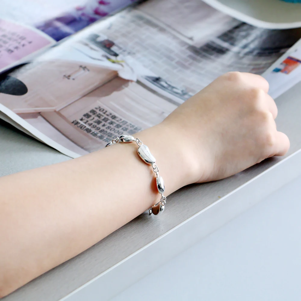 Новый женский Браслет из чистого серебра 925 пробы Минималистичная Серебряная