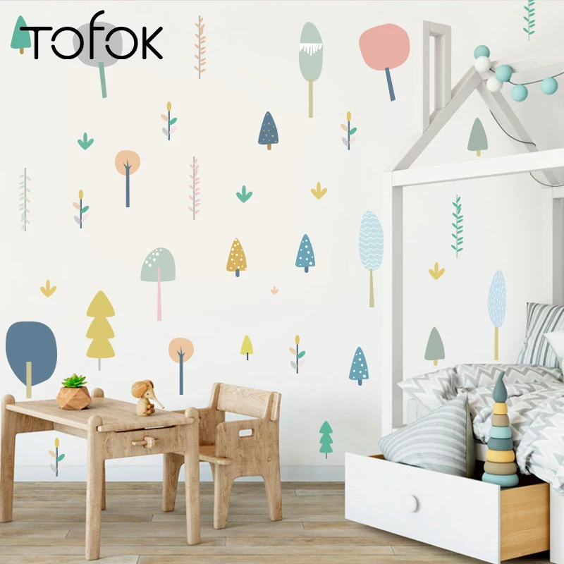 

Tofok Ins Fairy Forest DIY Wall Sticker Nordic Style Baby Kids Room Nursery Wallpaper Decor Home Cabinet Desk Door Mural Decals
