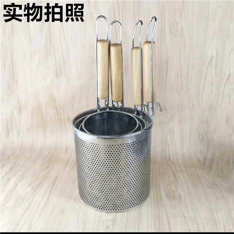 Детское ситечко из нержавеющей стали с крючком и деревянной ручкой для пельменей