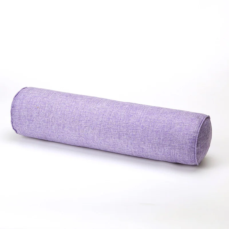 light purple Сплошной цвет круглый съемный моющийся пиломатериал Подушка кровать рулон Подушка голова нога задняя поддержка светильник дорожная подушка-столбик - Цвет: light purple
