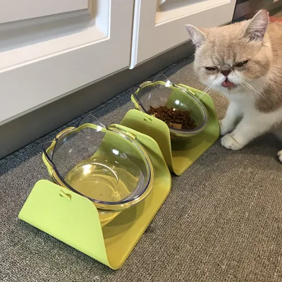 Нескользящие миски для кошек двойные с поднятым подставкой корма и воды домашних