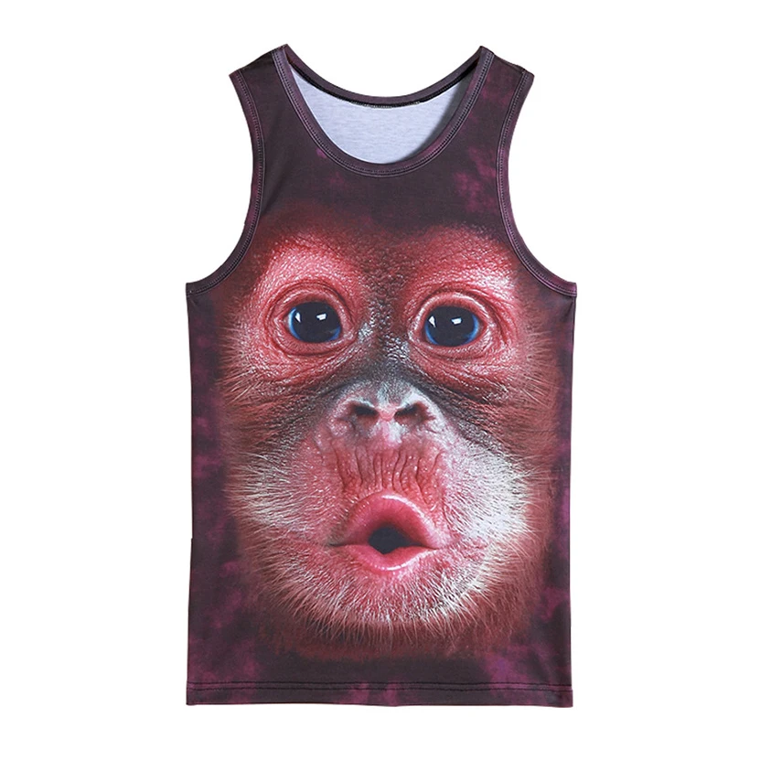 Camiseta sin mangas con estampado 3D de gorila y mono para hombre, ropa de culturismo, chaleco para ejercicio