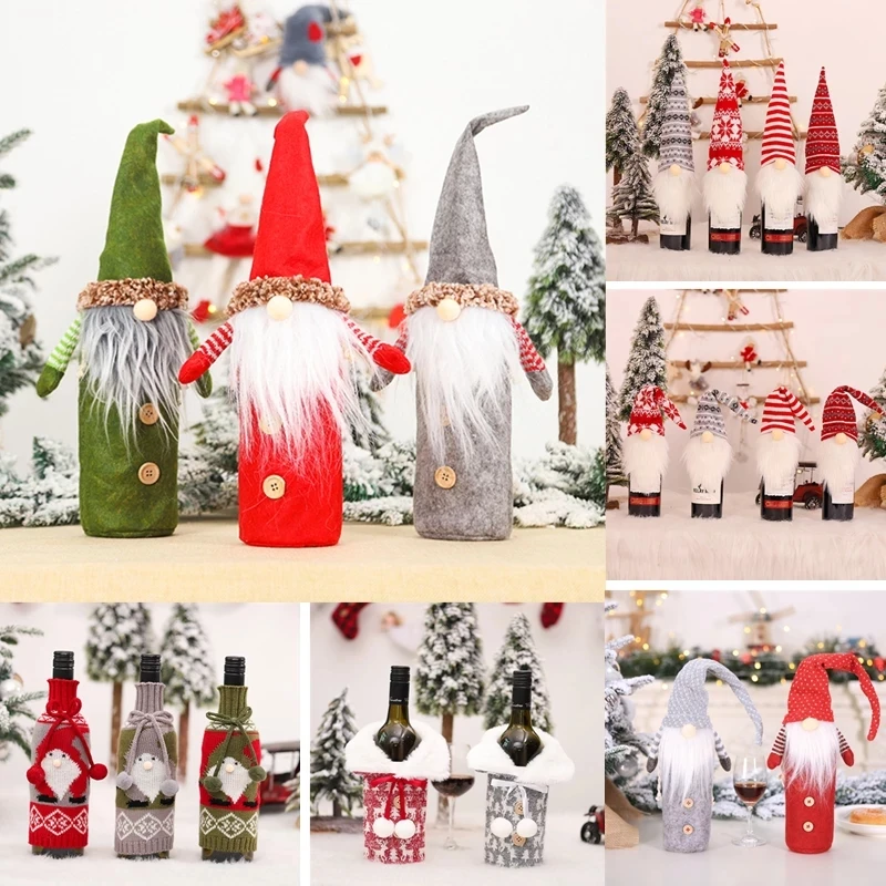 

Christmas Wine Bottle Cover Merry Christmas Decorations for Home 2021 Christmas Ornament New Year 2022 Xmas Decor Navidad Gifts
