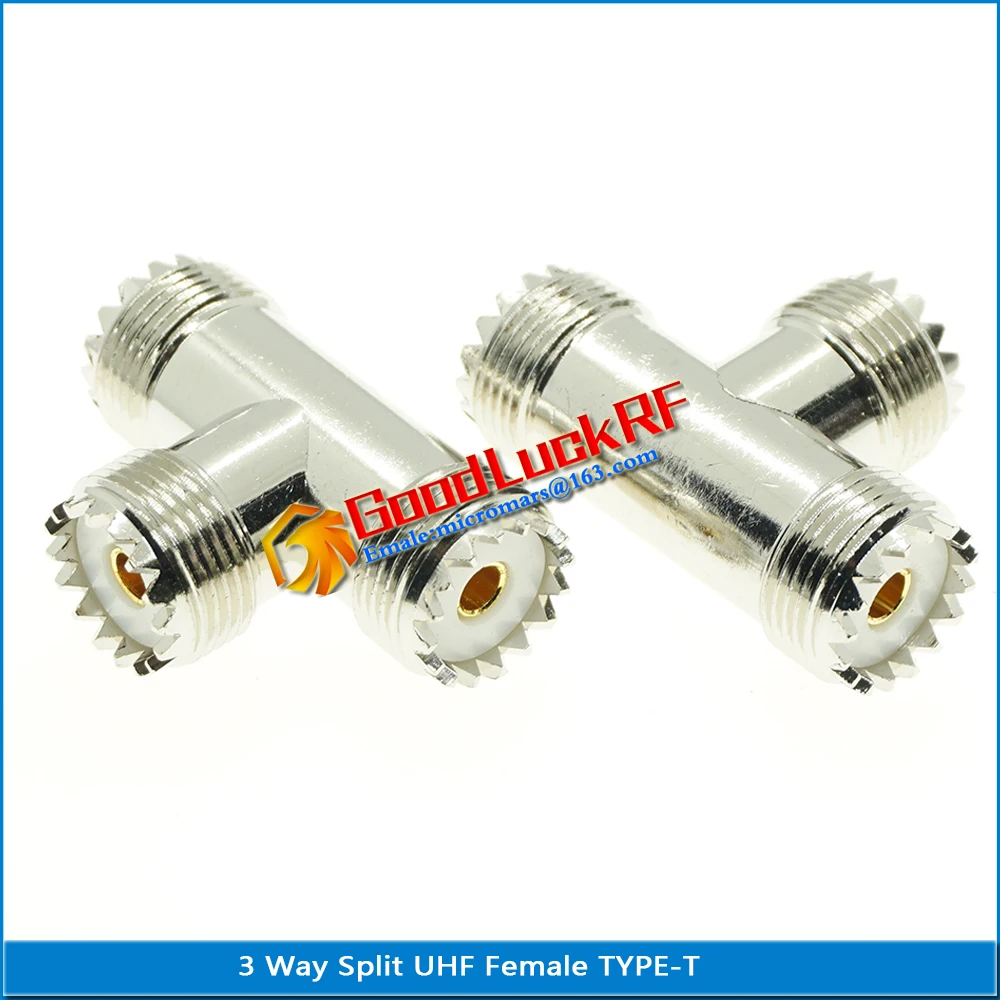 Трехполосный разветвитель адаптер UHF Т образный УВЧ гнездо на 2 двойных гнезда PL259