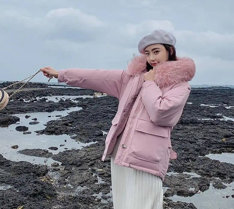 Новинка 2019 Зимняя женская куртка с капюшоном меховой воротник Женская парка