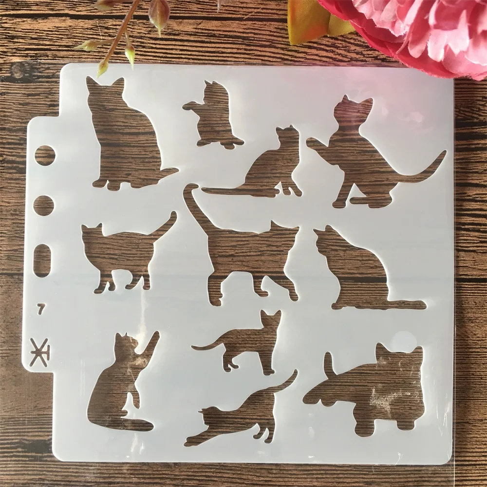 

14*13cm Cat Kitten DIY Layering Stencils Wall Painting Scrapbook Coloring Embossing Album Decorative Template