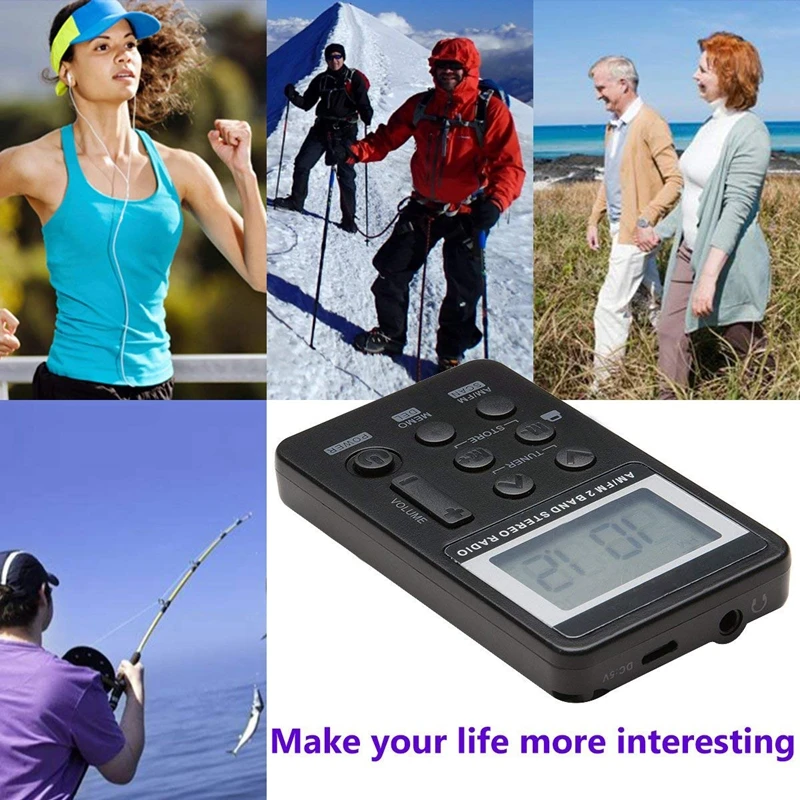 AM FM портативное карманное радио мини цифровой тюнинг стерео с перезаряжаемой