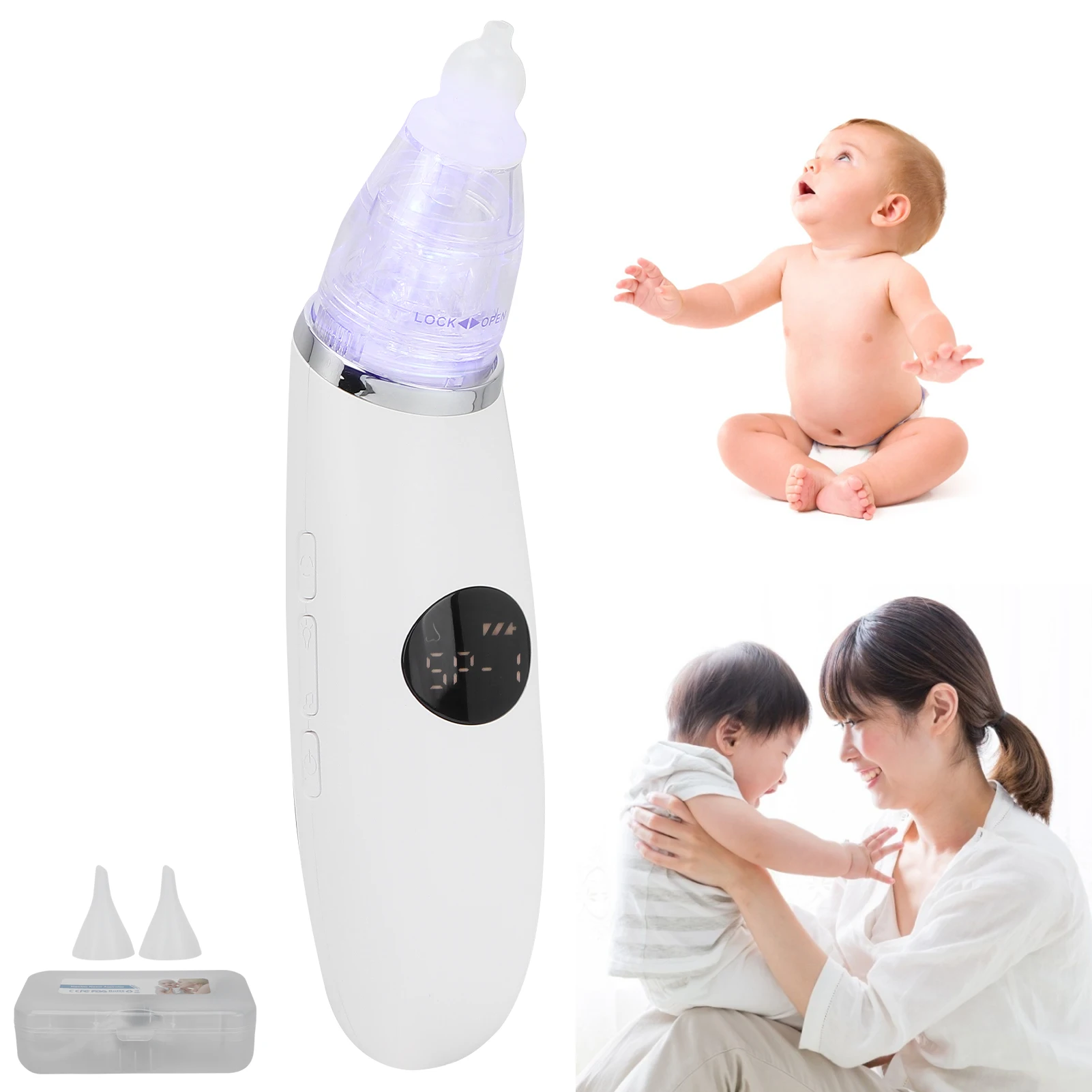 

LCD Baby Nasal Aspirator Electric Safe Hygienic Nose Cleaner Silicone Snot Sucker For Newborn Infant Toddler Child Kid