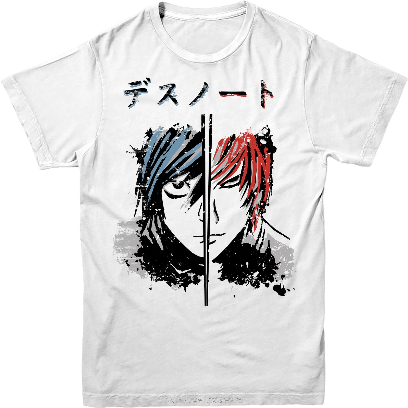 Летняя модная популярная футболка с разрезом лицом Death Note японские комиксы