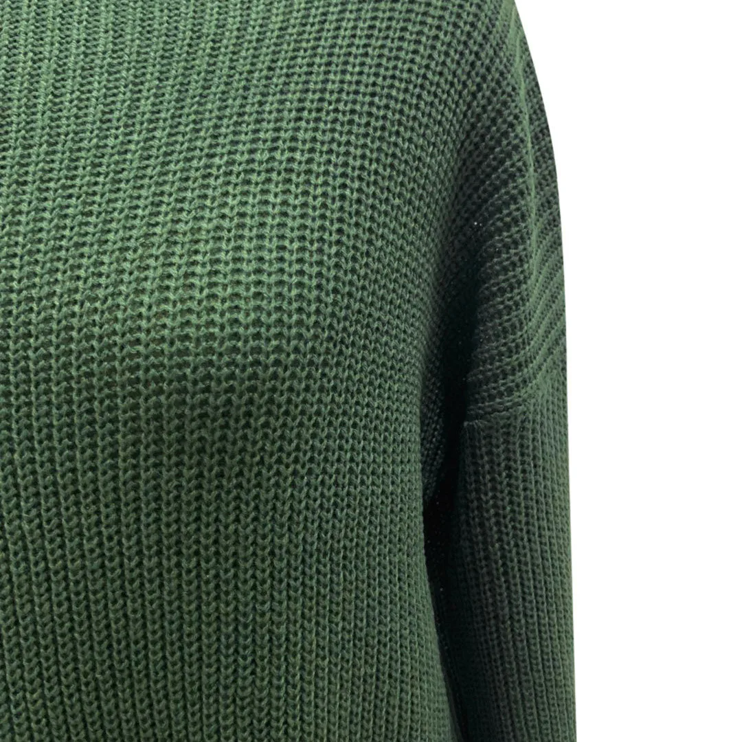 O-neck Solid Colo Pullover Sweater Fashion Women's Winter Casual Long Sleeve Knitted Dress | Женская одежда